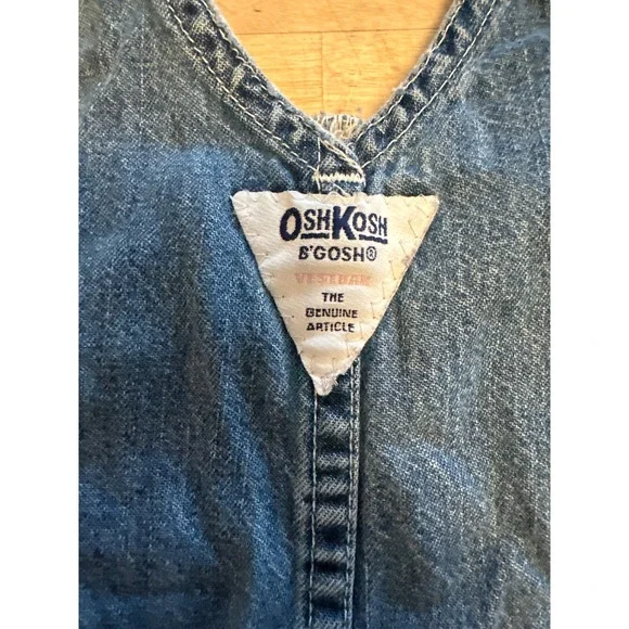 OshKosh BGosh Denim Overalls Vintage Baby Toddler 18M Classic Distressed - Picture 3 of 6